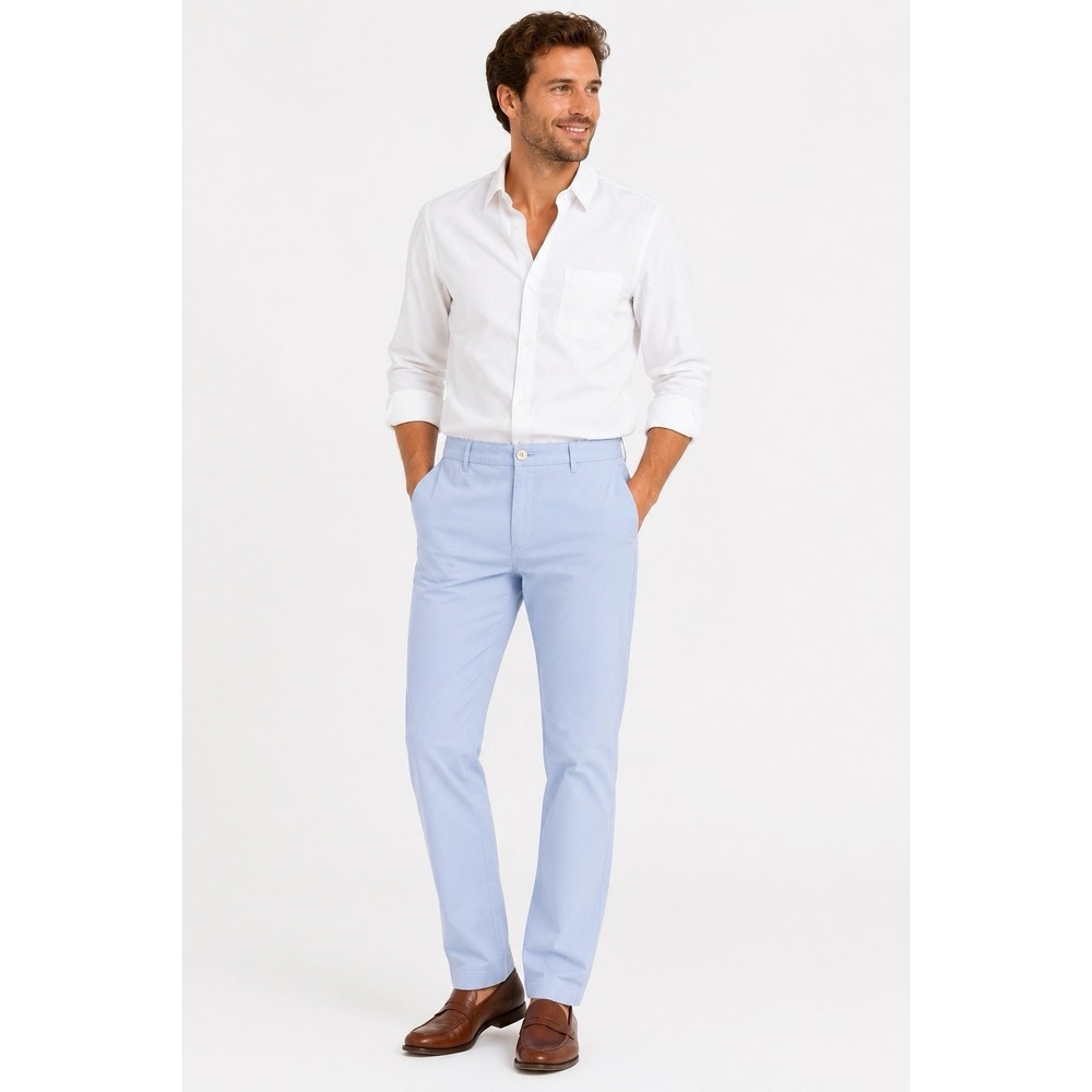 Coastal Cotton Pima Cotton Pants Men's 33x34 Light Blue Chino Casual Golf Preppy